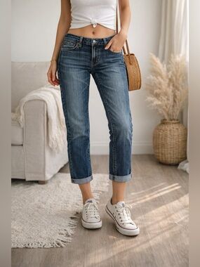 Levi’s 505 Cropped Straight Leg Late 2000’s Blank Tab Mid Rise